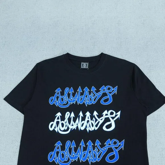 Always Black Graffiti Lettering Short Sleeve T Shirt